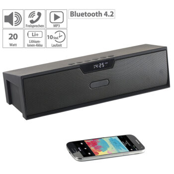 Stereo-Lautsprecher, Bluetooth, Freisprecher, MP3, Radio, Wecker, 20 W