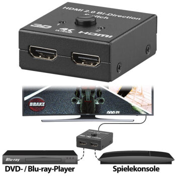 2-Port-HDMI-2.0-Splitter & -Switch, bis 4K UHD, 60 B./Sek., HDCP