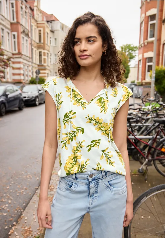 Dropped Shoulder Shirt mit Split Neck