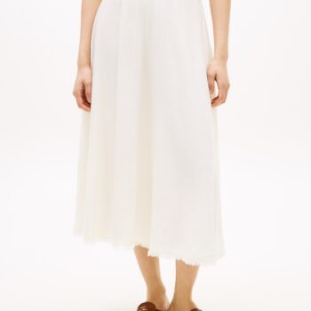 Tommy Hilfiger A-Linien-Rock "VIS/LINEN VOLUME MIDI SKIRT" Leinen-Mix mit feinen Falten, Relaxed Fit
